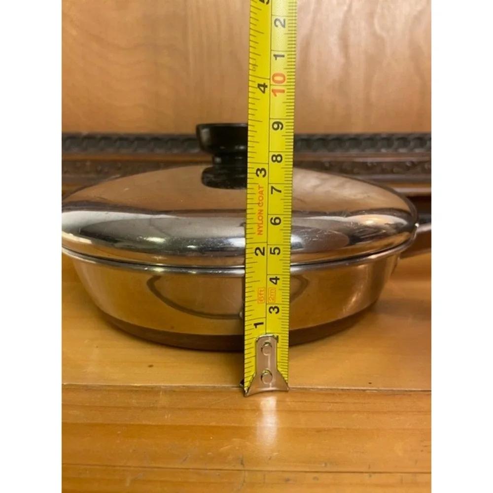 Revere Ware 7 Inch Skillet Copper Clad Bottom Stainless Steel Pan with Lid 91f